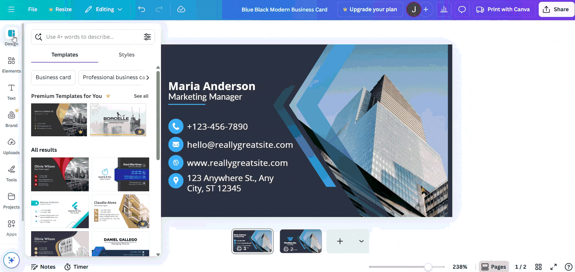 Create Your Business Cards Using These 5 Free Design Tools | UPrinting, image size:1904x900